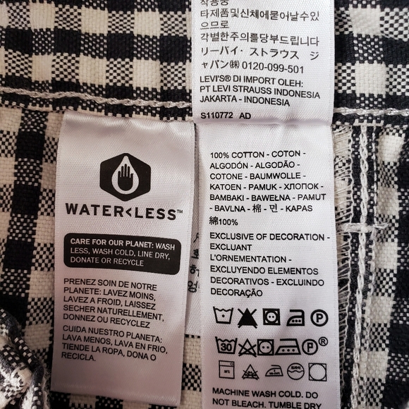 🆕️Levi's Plaid Checker Print Black Gray White Cotton A-Line Skirt SZ 25 - Picture 9 of 11